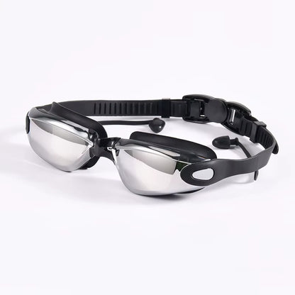Swimming Goggles Adult Myopia Swimming Goggles One-Piece Earplugs Electroplating Anti-Fog High-Definition Swimming Goggles