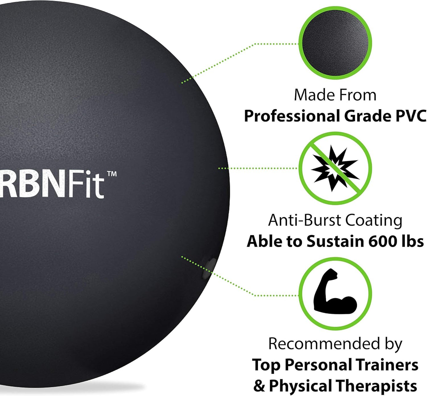 Small Exercise Ball - 9-Inch Mini Pilates Ball with Fitness Guide for Yoga, Barre, Physical Therapy, Stretching & Core Stability Workout