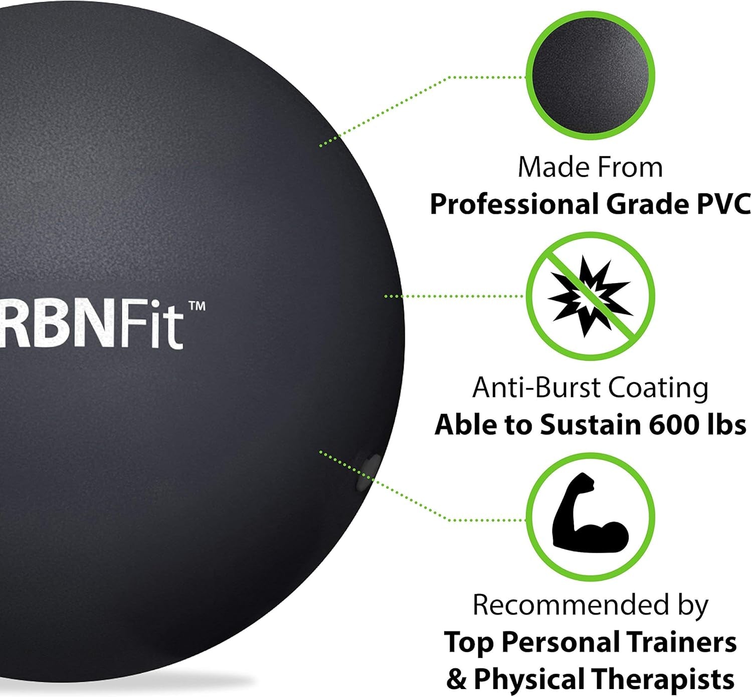 Small Exercise Ball - 9-Inch Mini Pilates Ball with Fitness Guide for Yoga, Barre, Physical Therapy, Stretching & Core Stability Workout