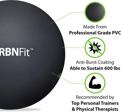 Small Exercise Ball - 9-Inch Mini Pilates Ball with Fitness Guide for Yoga, Barre, Physical Therapy, Stretching & Core Stability Workout