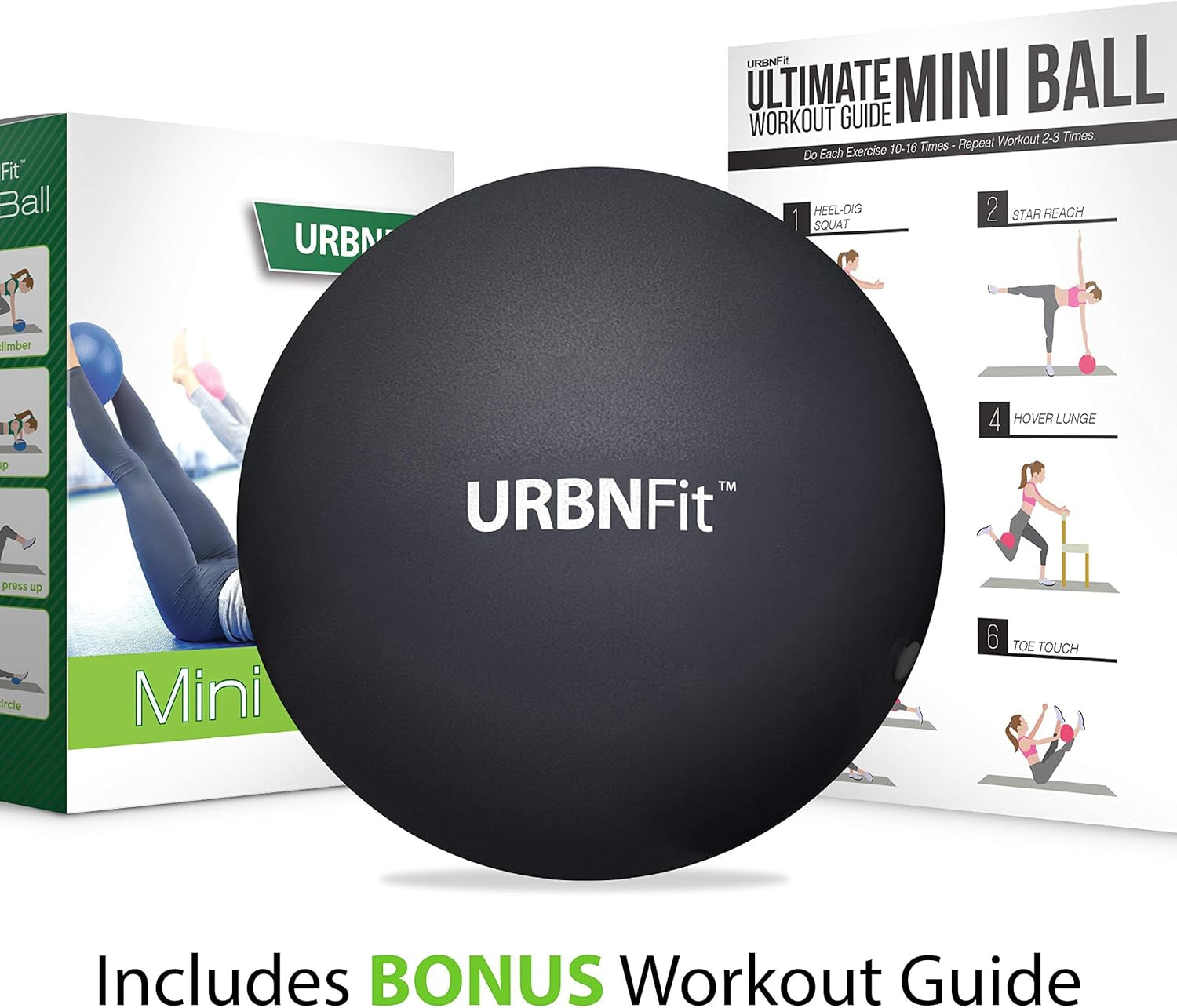 Small Exercise Ball - 9-Inch Mini Pilates Ball with Fitness Guide for Yoga, Barre, Physical Therapy, Stretching & Core Stability Workout