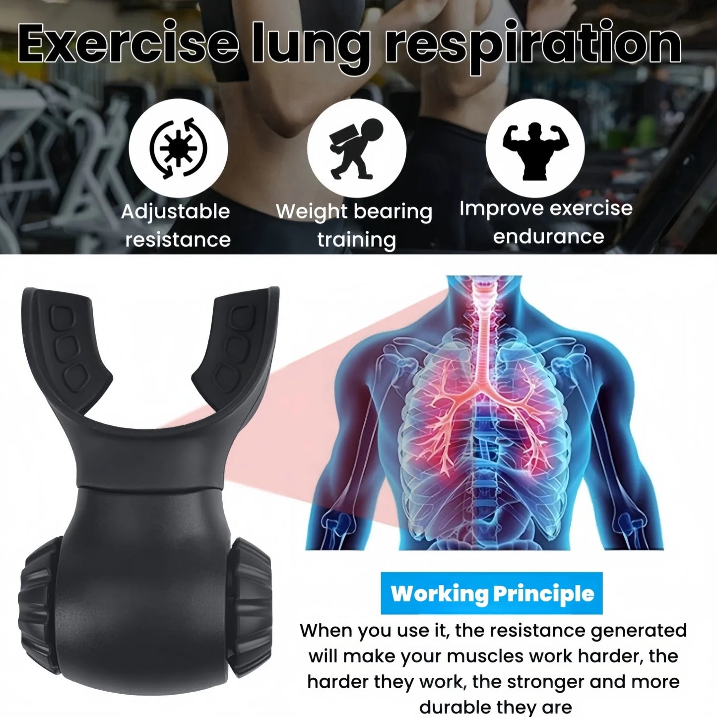 Breathing Resistance Trainer,Precise Adjustment System Portable Resistance Trainer,Muscle Trainer for Improve Strength&Endurance